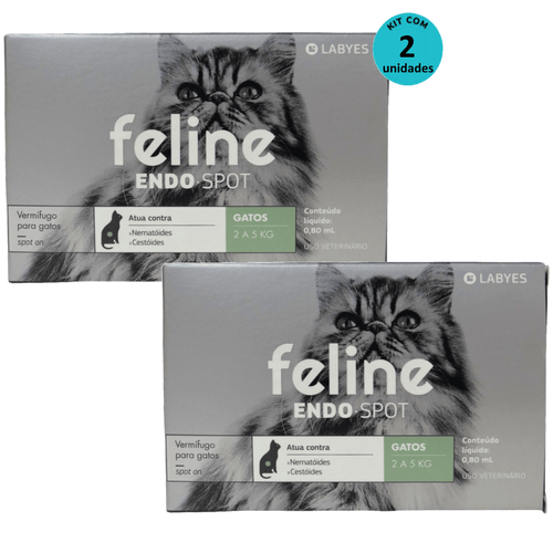 Vermífugo Feline EndoSpot P/ Gatos de 2 a 5kg 0,80ml Kit com 2 unid.